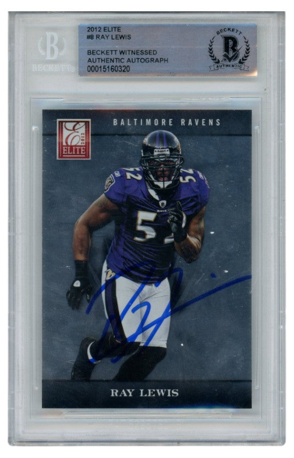 Ray Lewis Baltimore Ravens Signed Card - 2002 Elite #8 Slab Beckett Beckett-Powers Sports Memorabilia