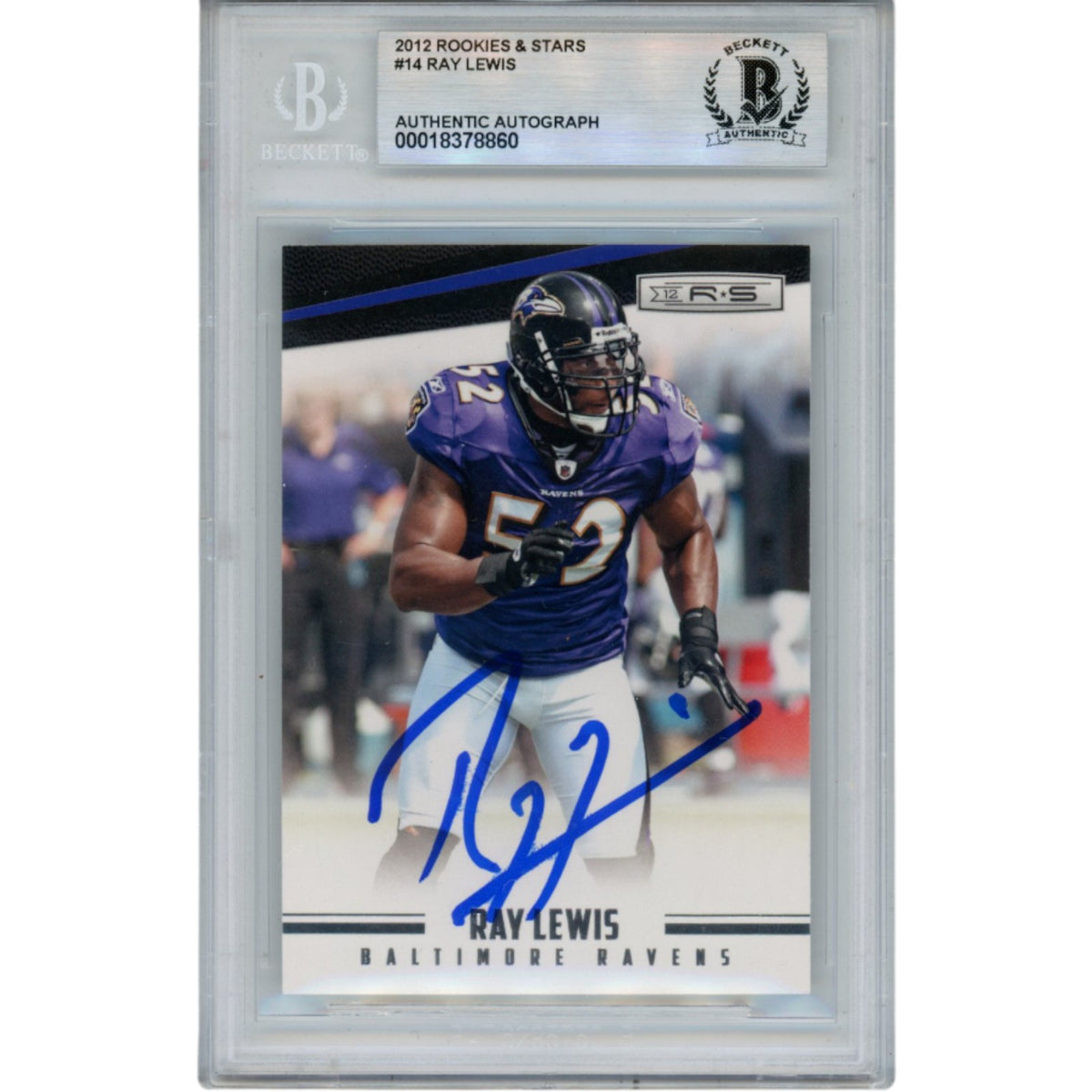 Ray Lewis Baltimore Ravens Signed Card - 2012 Rookies & Stars #14 Beckett Beckett-Powers Sports Memorabilia
