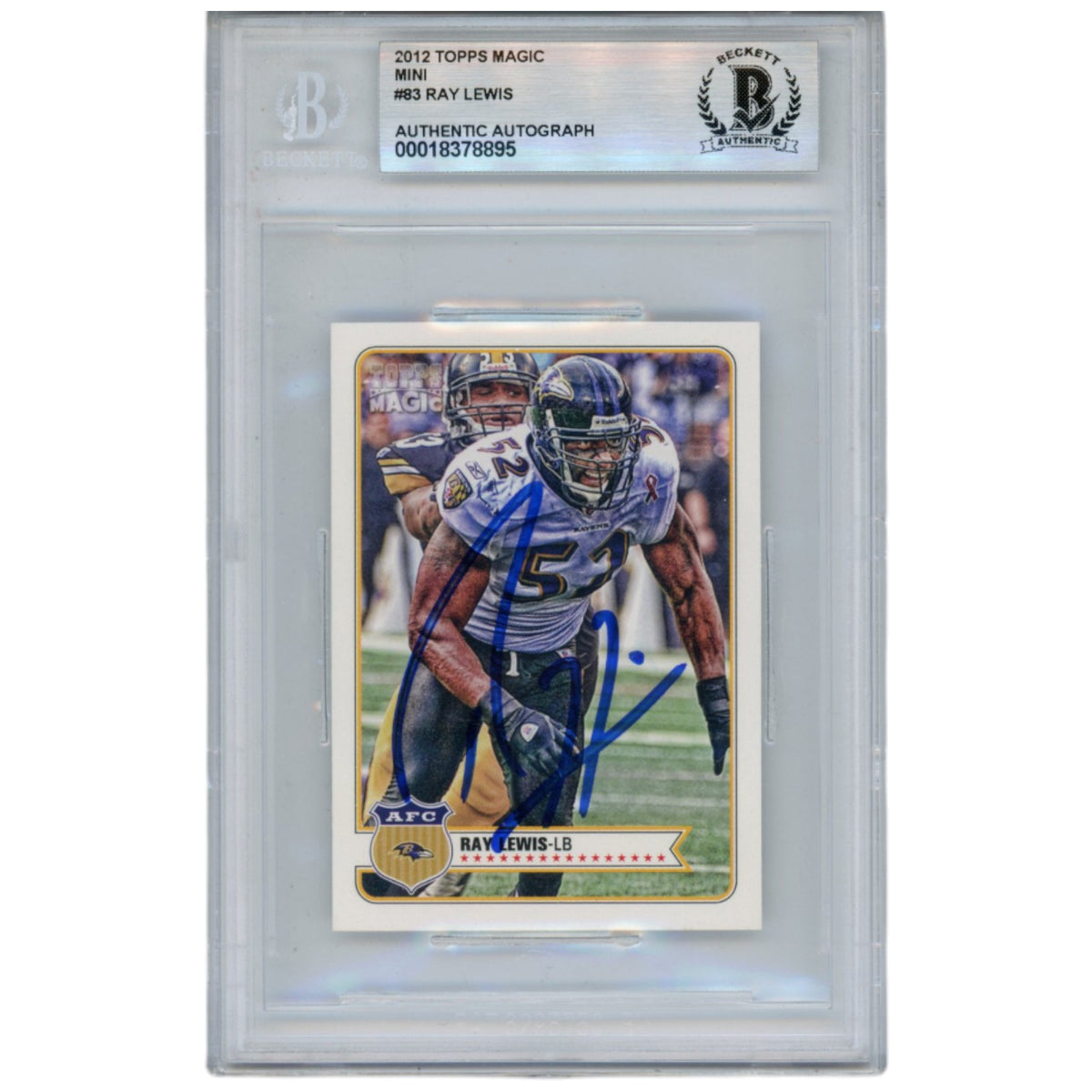 Ray Lewis Baltimore Ravens Signed Card - 2012 Topps Magic #83 Beckett Beckett-Powers Sports Memorabilia