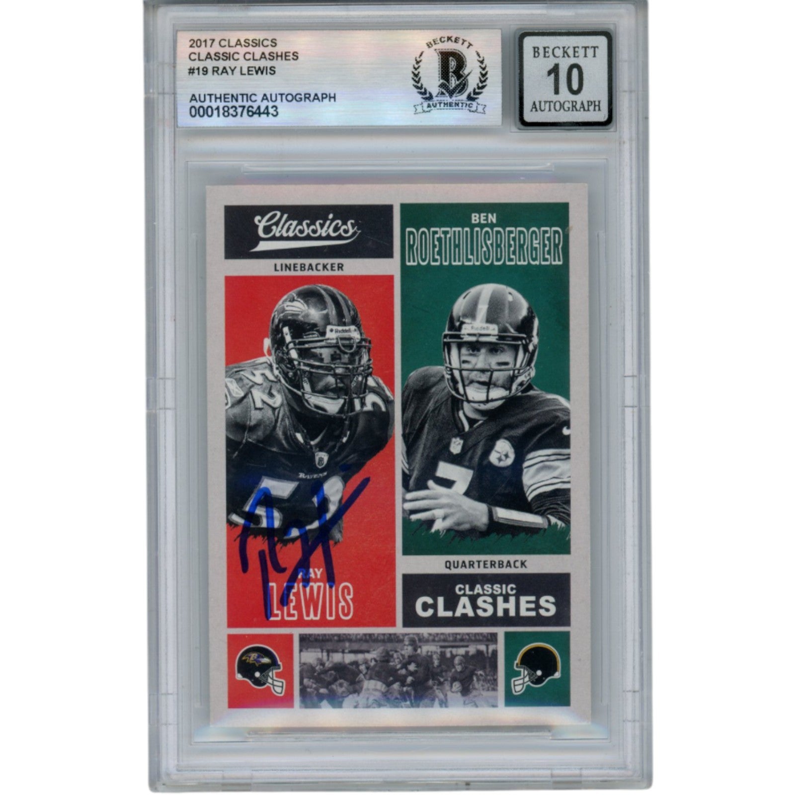 Ray Lewis Baltimore Ravens Signed Card - 2017 Classics Clashes #CC-RLBR Beckett Beckett-Powers Sports Memorabilia