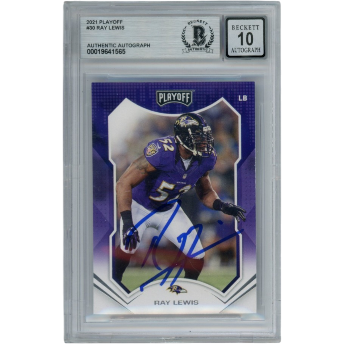 Ray Lewis Baltimore Ravens Signed Card - 21 Playoff Slabbed Beckett Beckett-Powers Sports Memorabilia