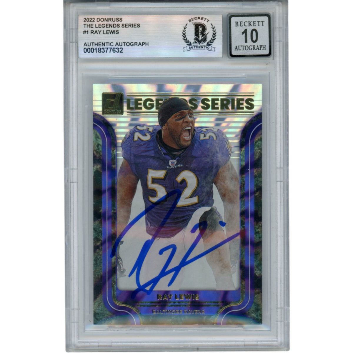 Ray Lewis 22 Donruss Legends Series #LS-1 Trading Signed Card-Powers Sports Memorabilia