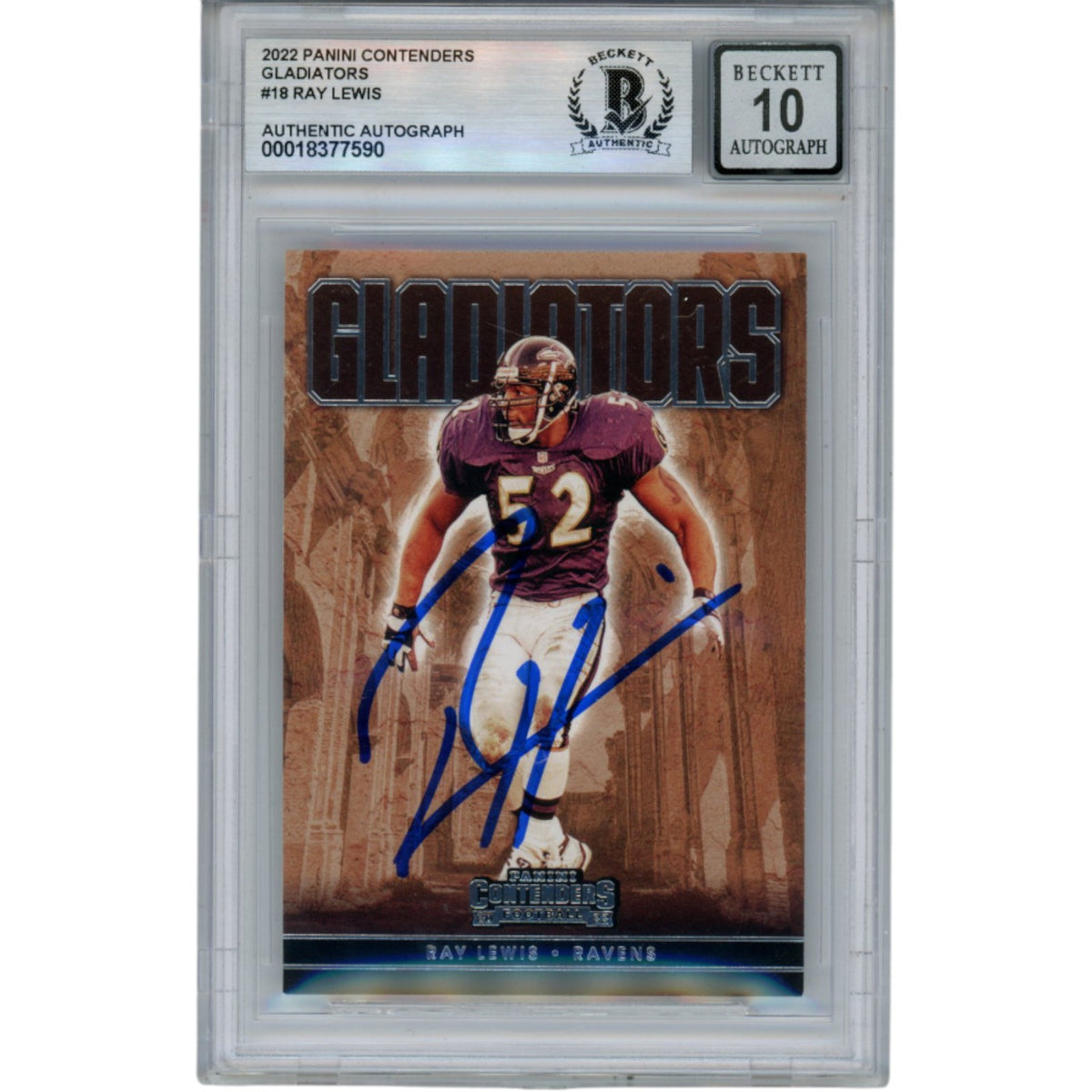Ray Lewis 2022 Panini Gladiators #GLD-RLE Trading Signed Card-Powers Sports Memorabilia