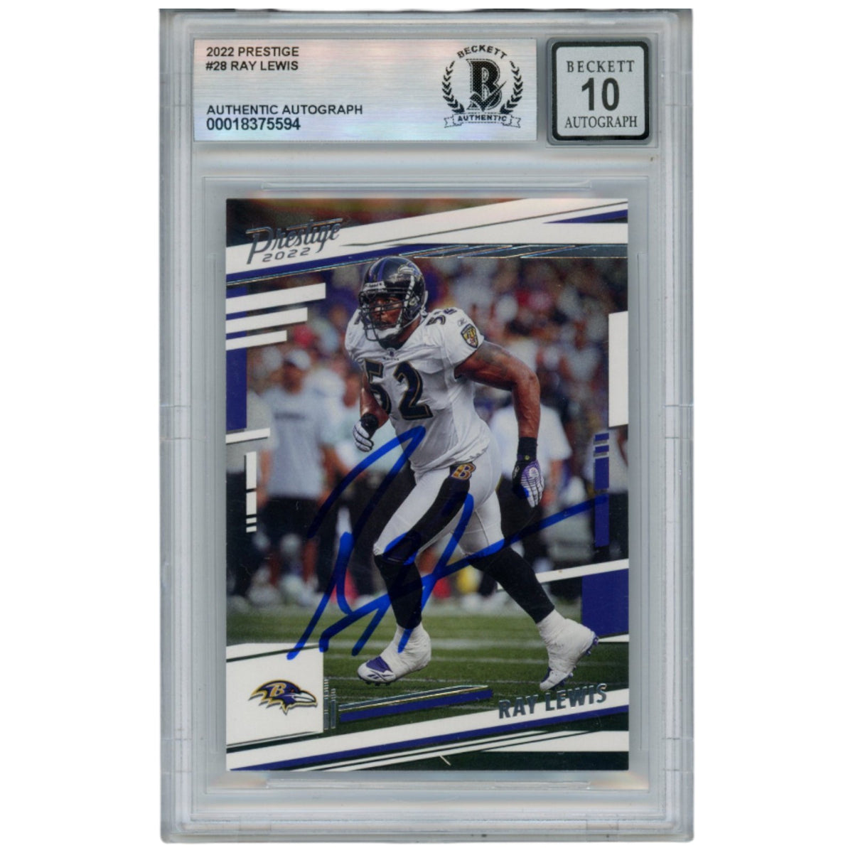 Ray Lewis Baltimore Ravens Signed Card - 2022 Prestige #28 Beckett Beckett-Powers Sports Memorabilia