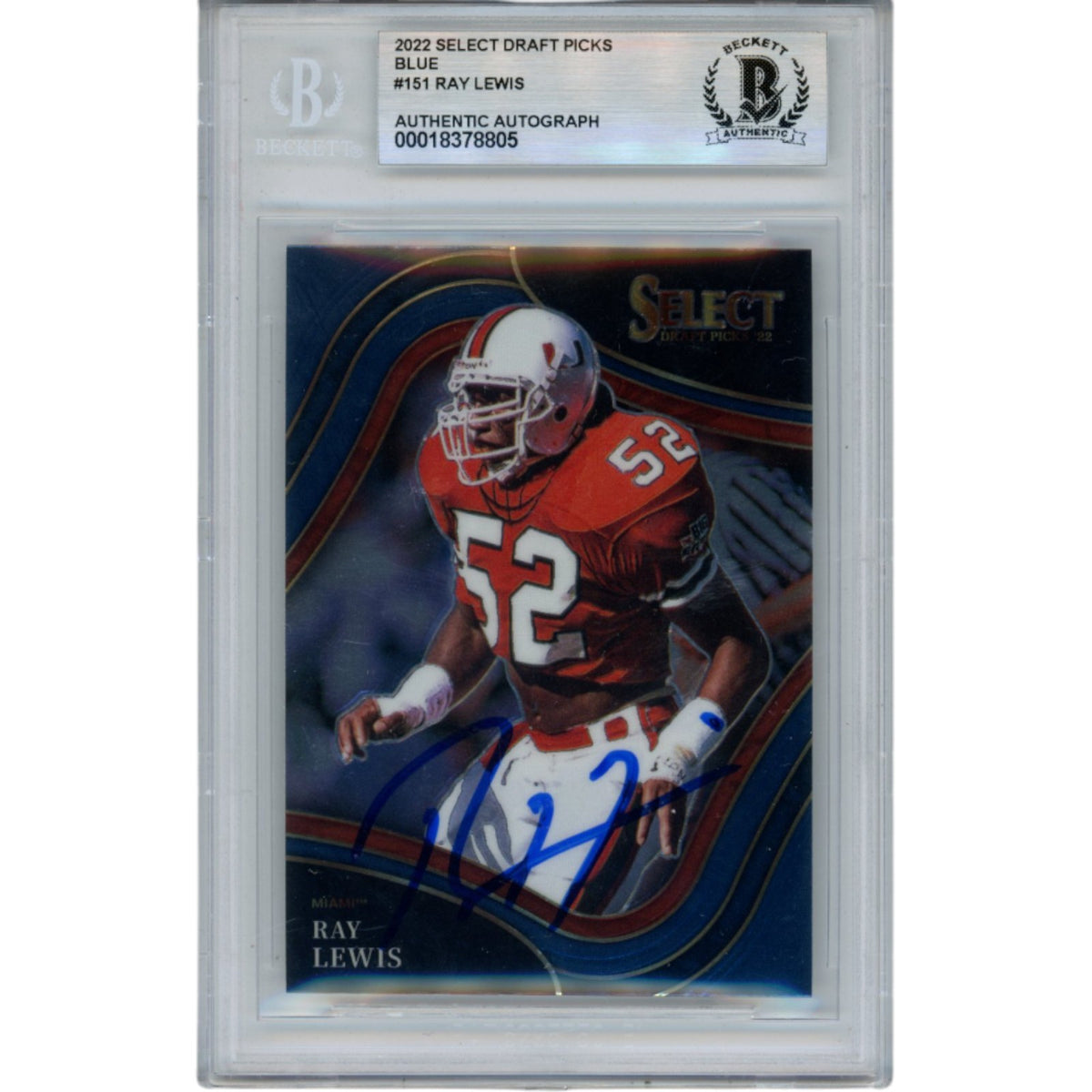 Ray Lewis 2022 Select Draft Picks #151 Trading Signed Card-Powers Sports Memorabilia