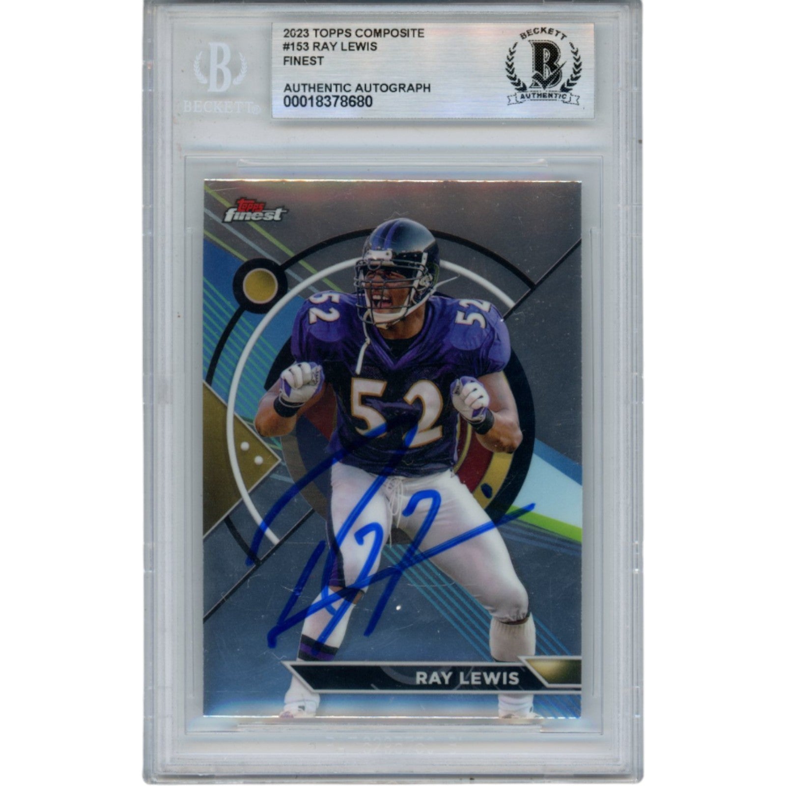 Ray Lewis 2023 Topps Composite #153 Trading Signed Card-Powers Sports Memorabilia