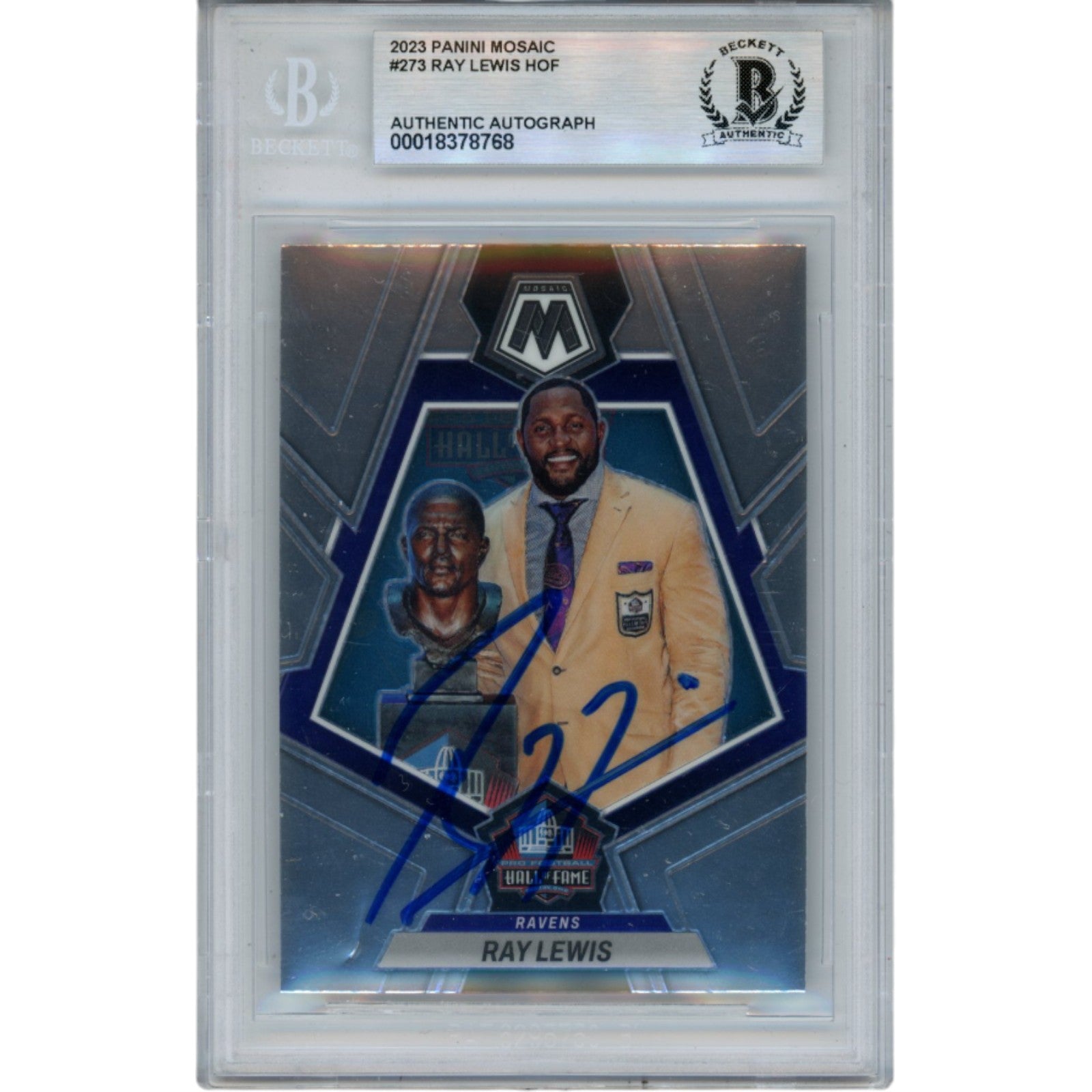 Ray Lewis 2023 Mosiac Hall of Fame #273 Trading Signed Card-Powers Sports Memorabilia