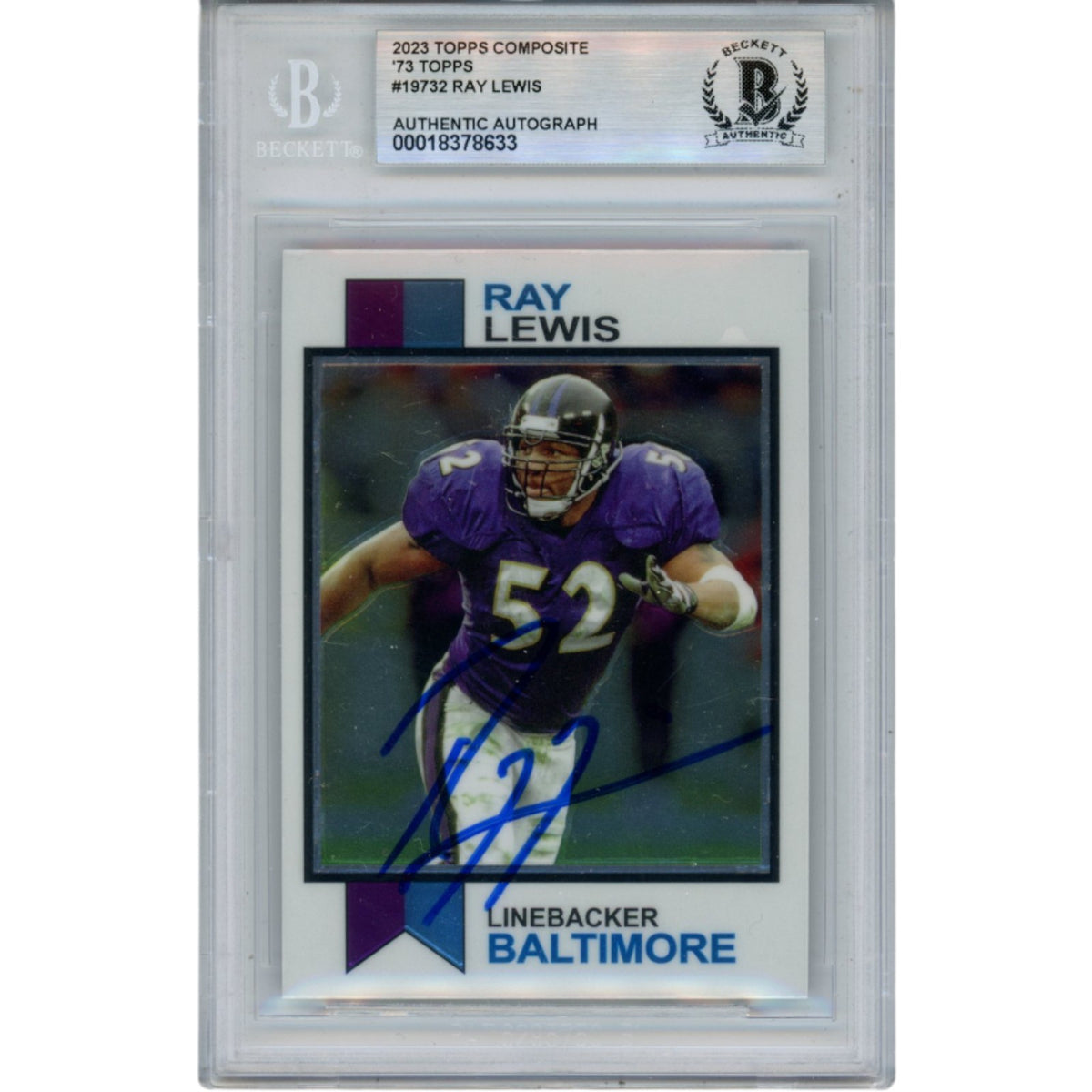 Ray Lewis Baltimore Ravens Signed Card - 2023 Topps Composite #1973-2 Beckett Beckett-Powers Sports Memorabilia