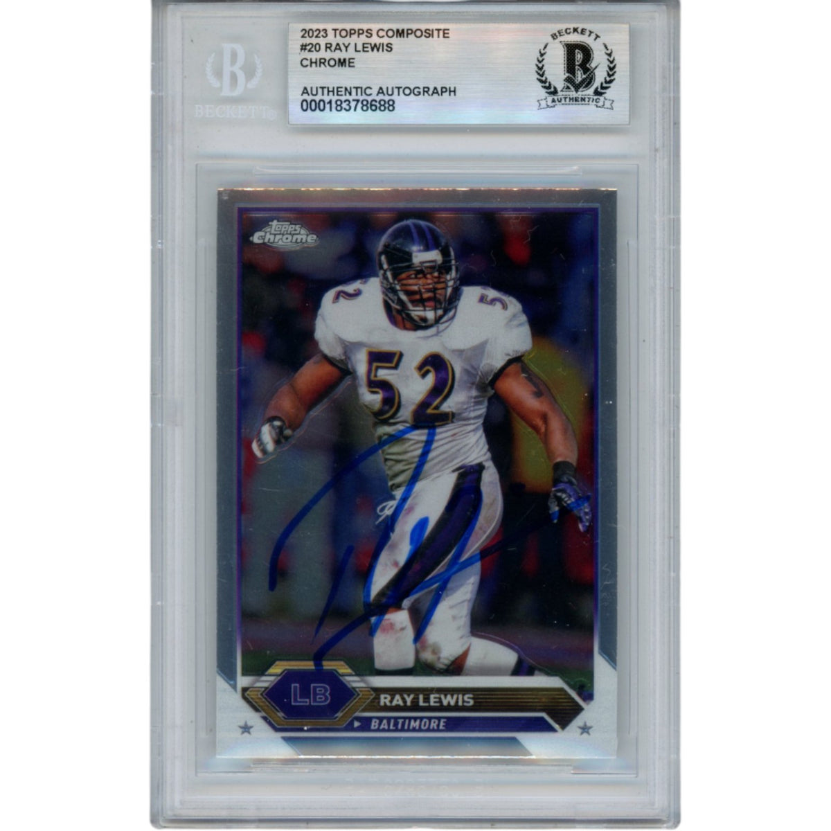 Ray Lewis 2023 Topps Composite #20 Trading Signed Card-Powers Sports Memorabilia