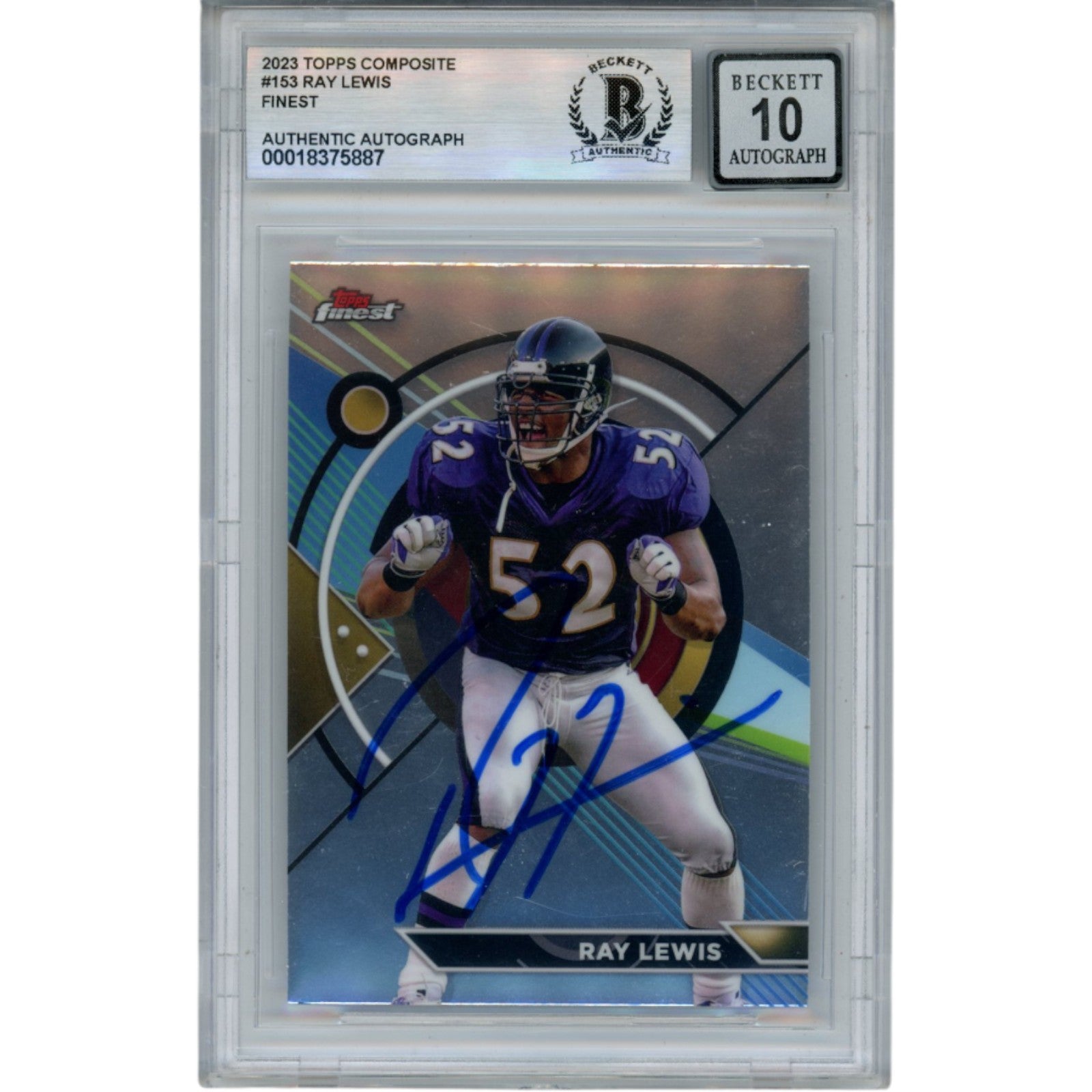 Ray Lewis 23 Topps Composite Finest #153 Trading Signed Card-Powers Sports Memorabilia