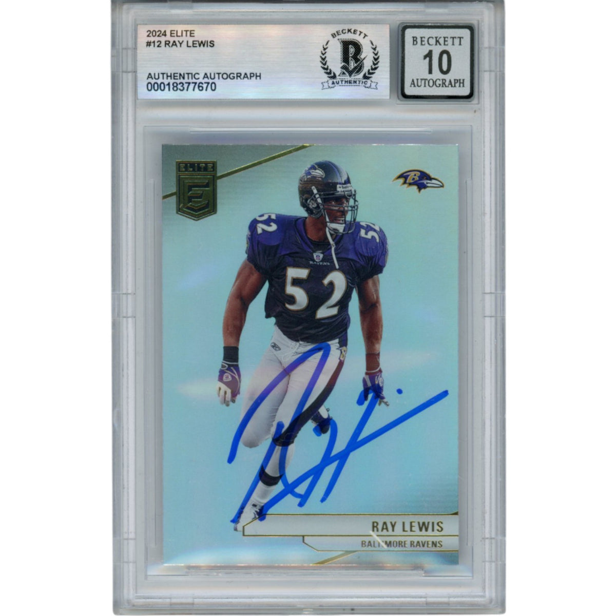 Ray Lewis 2024 Donruss Elite #12 Trading Signed Card-Powers Sports Memorabilia