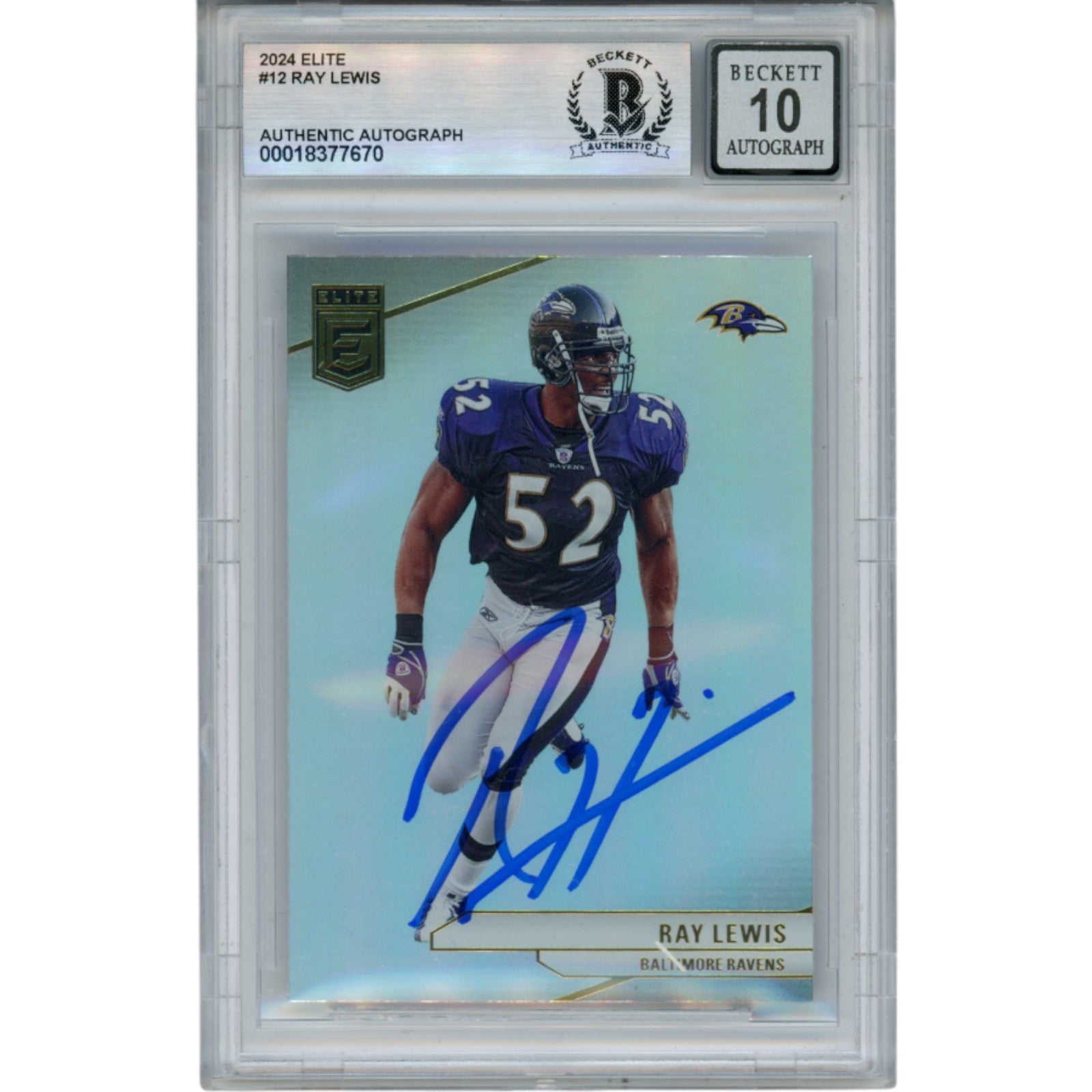 Ray Lewis 2024 Donruss Elite #12 Trading Signed Card-Powers Sports Memorabilia