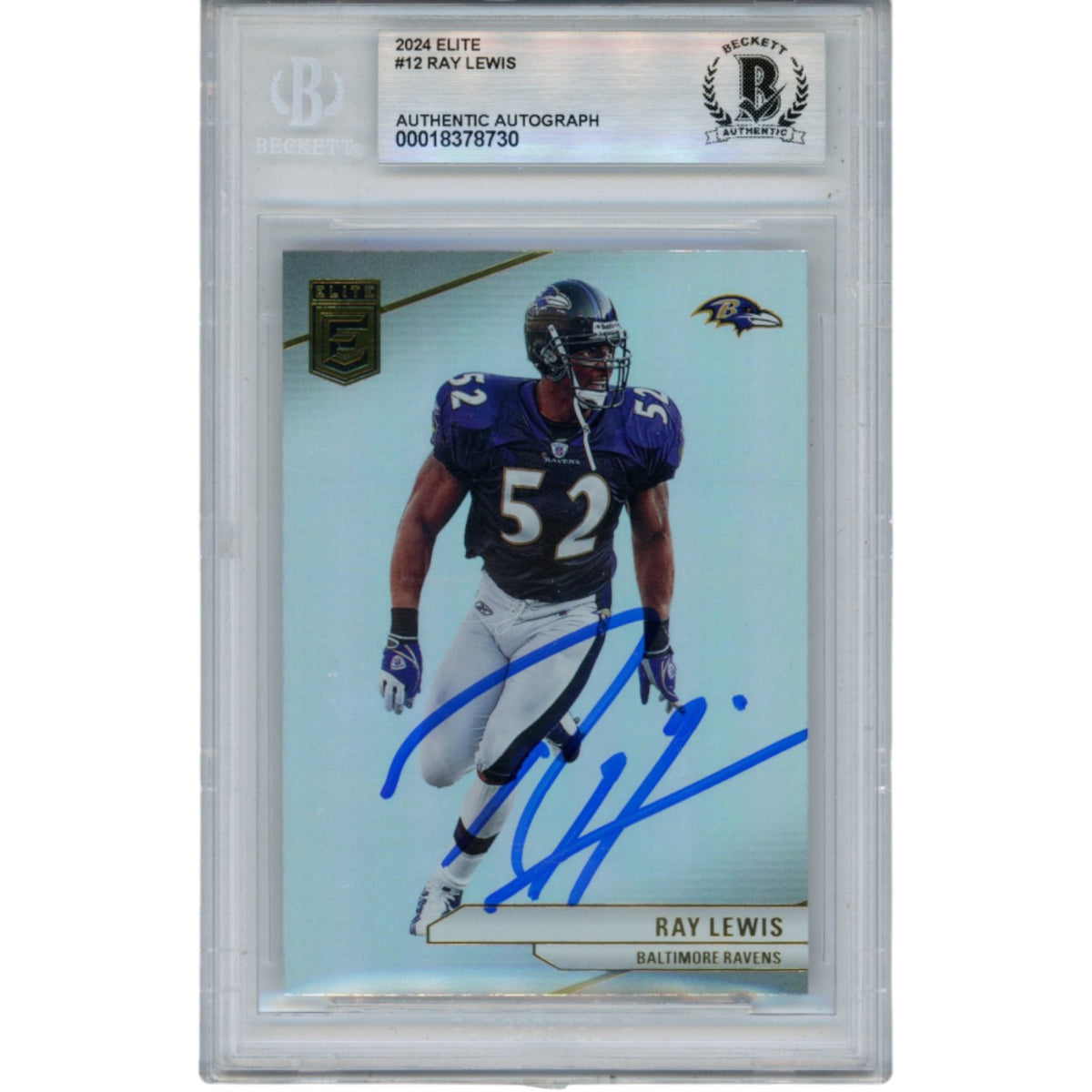 Ray Lewis Baltimore Ravens Signed Card - 2024 Elite #12 Beckett Beckett-Powers Sports Memorabilia