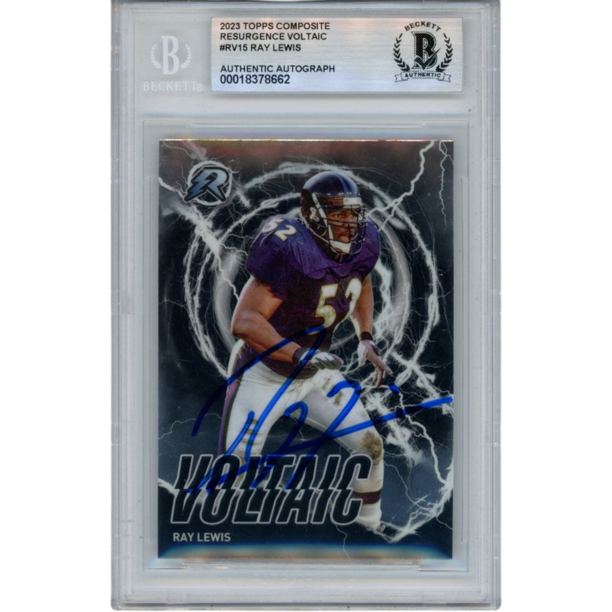 Ray Lewis 2024 Topps Voltaic #RV-15 Trading Signed Card-Powers Sports Memorabilia