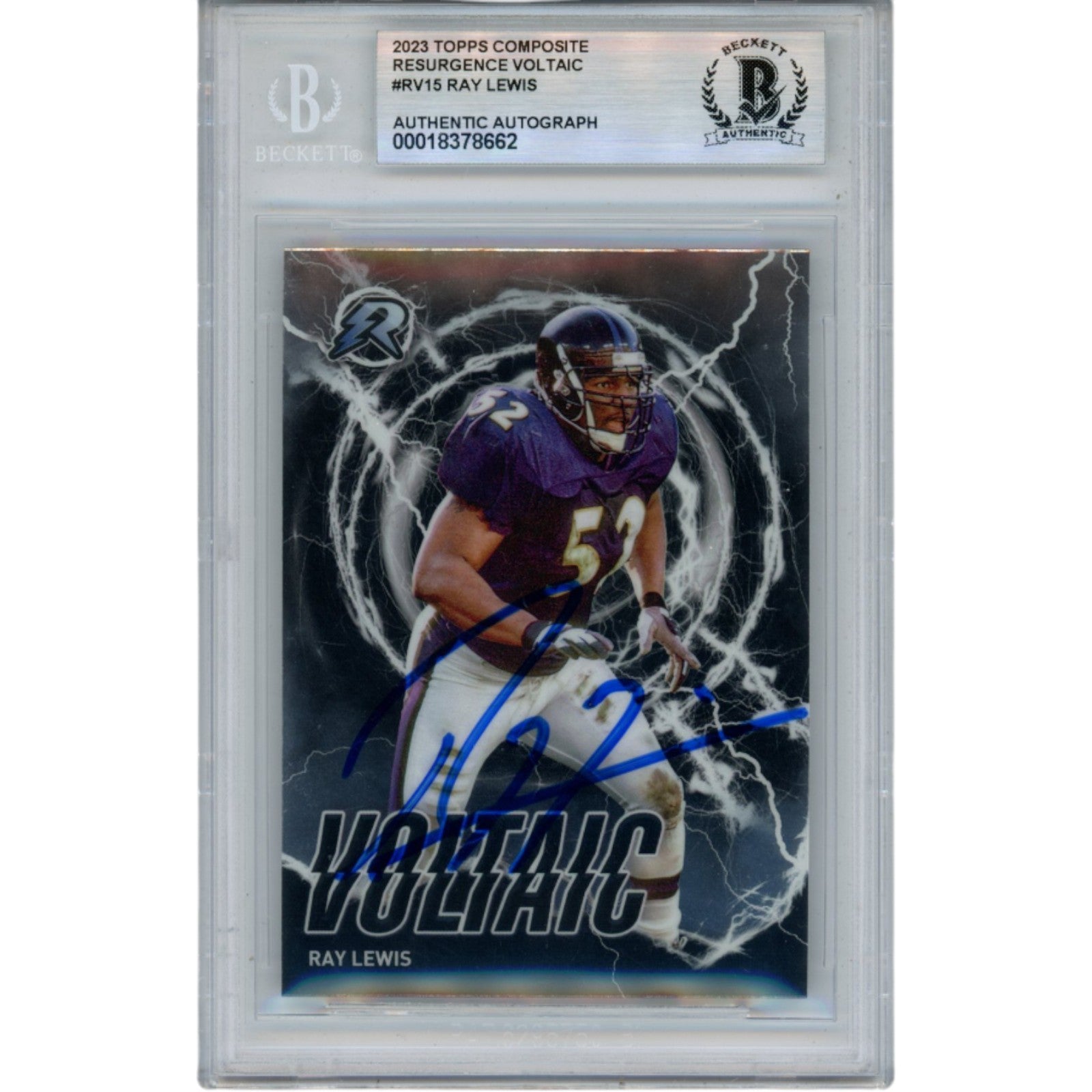 Ray Lewis 2024 Topps Voltaic #RV-15 Trading Signed Card-Powers Sports Memorabilia