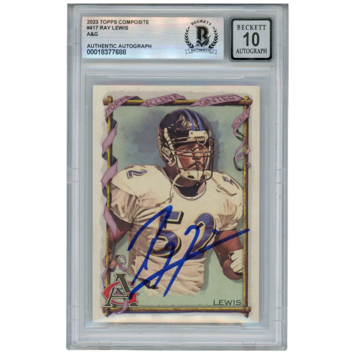 Ray Lewis Signed 2023 Topps Allen & Ginter #417 Trading Card – Beckett Authenticated-Powers Sports Memorabilia