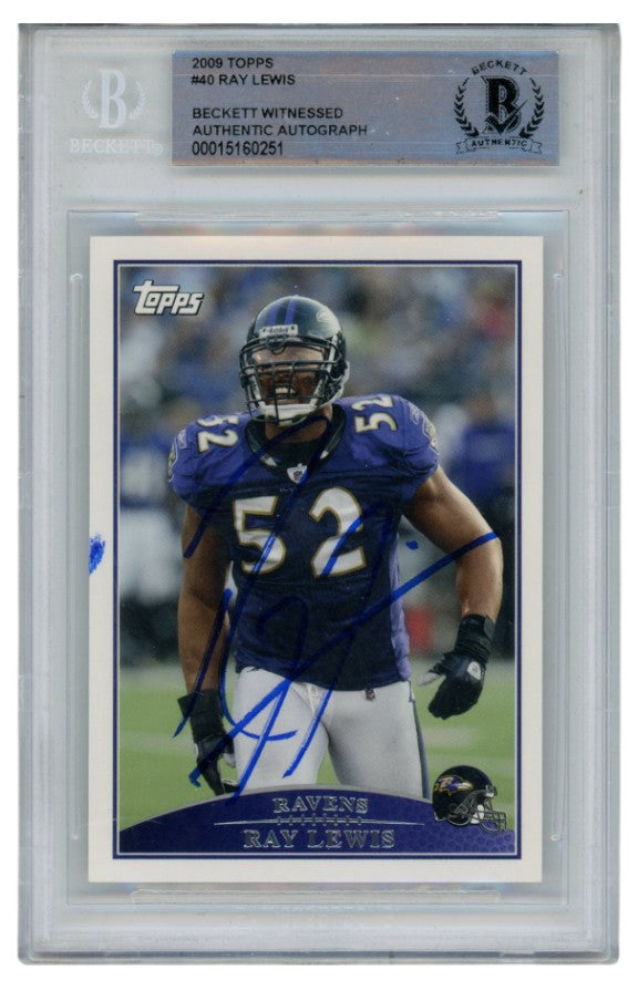 Ray Lewis Baltimore Ravens Signed Card - 2009 Topps #40 AS IS Beckett Beckett-Powers Sports Memorabilia