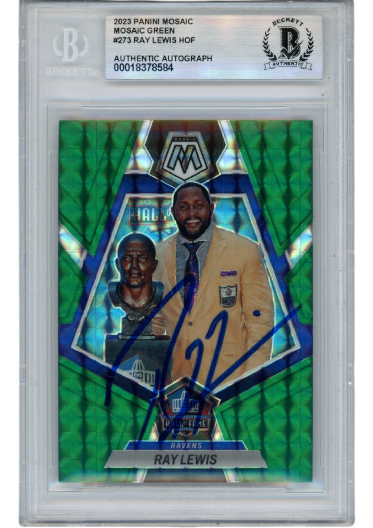 Ray Lewis Baltimore Ravens Signed Card - 2023 Mosiac Hall of Fame #273 Beckett Beckett-Powers Sports Memorabilia
