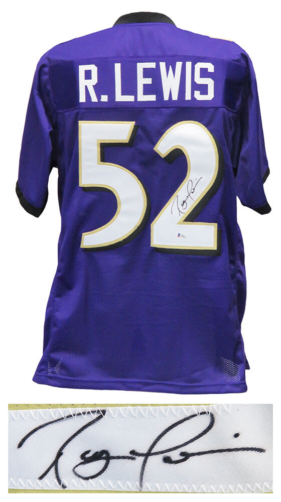 Ray Lewis Autographed Purple Custom Football Jersey (Beckett Hologram)-Powers Sports Memorabilia