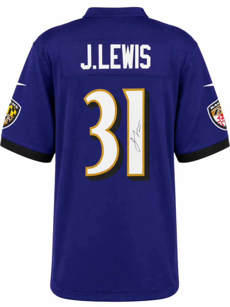 Jamal Lewis Autographed Baltimore Ravens Purple Nike Replica Football Jersey-Powers Sports Memorabilia