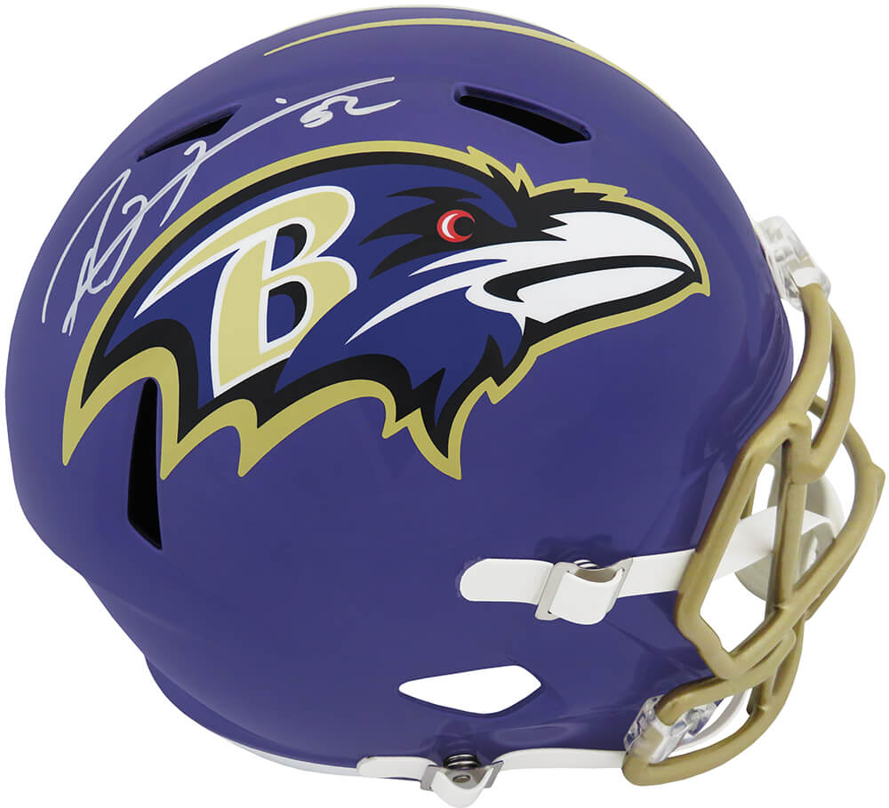 Ray Lewis Autographed Baltimore Ravens FLASH Riddell Full Size Speed Replica Helmet-Powers Sports Memorabilia