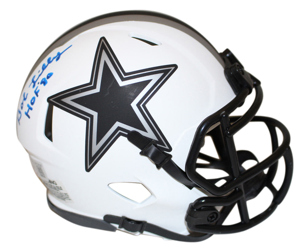 Bob Lilly Dallas Cowboys Lunar Signed Mini Helmet with Inscription BAS-Powers Sports Memorabilia