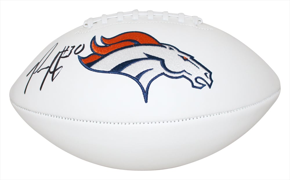 Phillip Lindsay Denver Broncos Logo Signed Football BAS-Powers Sports Memorabilia