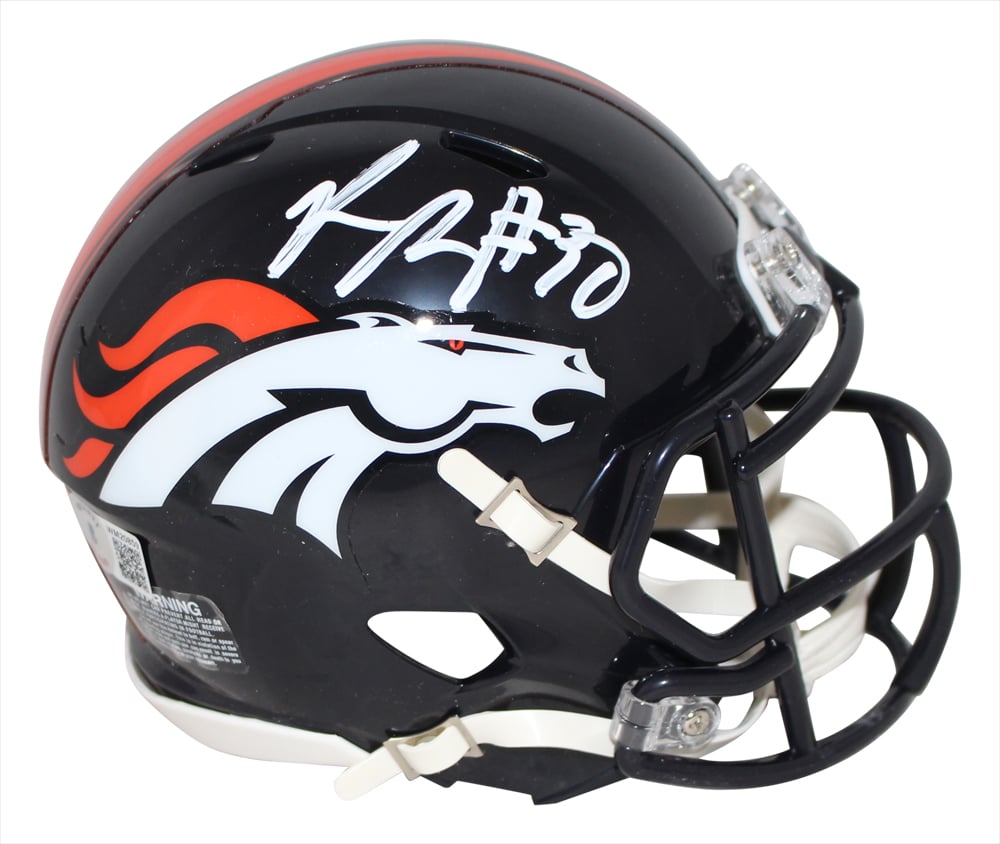 Phillip Lindsay Denver Broncos Speed Signed Mini Helmet BAS-Powers Sports Memorabilia