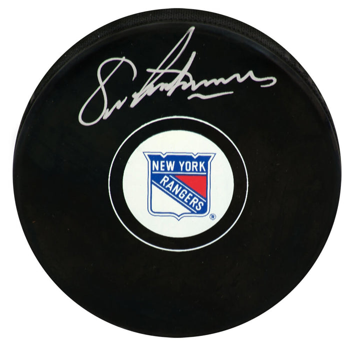 Eric Lindros Autographed Rangers Logo Hockey Puck-Powers Sports Memorabilia