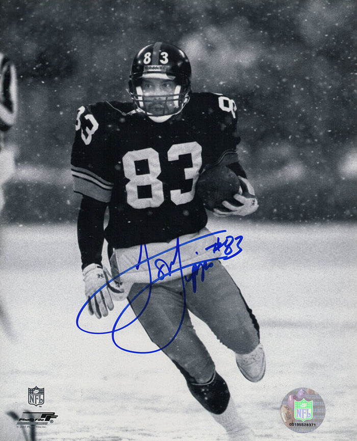 Louis Lipps Autographed Pittsburgh Steelers B&W Black Jersey Action 8x10 Photo-Powers Sports Memorabilia