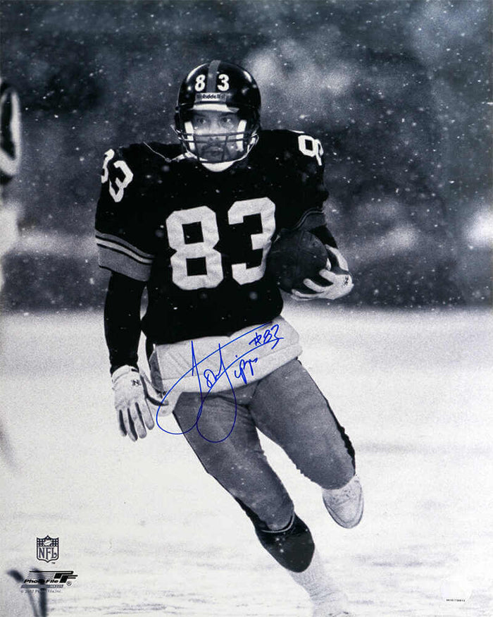 Louis Lipps Autographed Pittsburgh Steelers B&W Black Jersey Action 16x20 Photo-Powers Sports Memorabilia