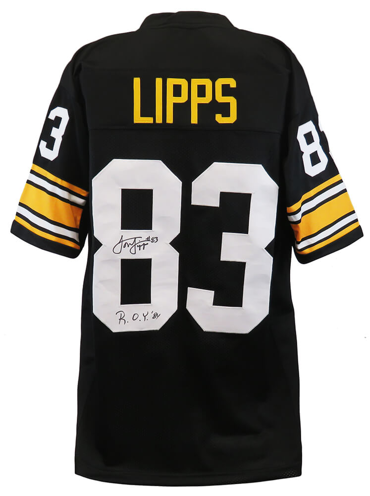 Louis Lipps Autographed Black Custom Football Jersey with ROY'84-Powers Sports Memorabilia