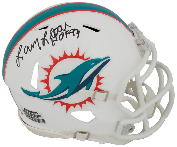 Larry Little Autographed Miami Dolphins Riddell Speed Mini Helmet with HOF'93-Powers Sports Memorabilia
