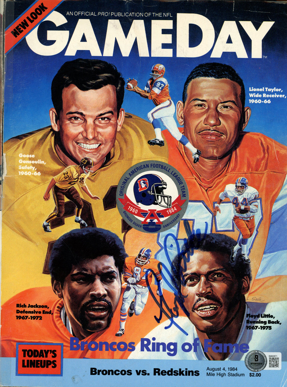 Floyd Little Denver Broncos Signed Magazine - 8/4/1984 Gameday Magazine AS IS Taped Cover Beckett-Powers Sports Memorabilia