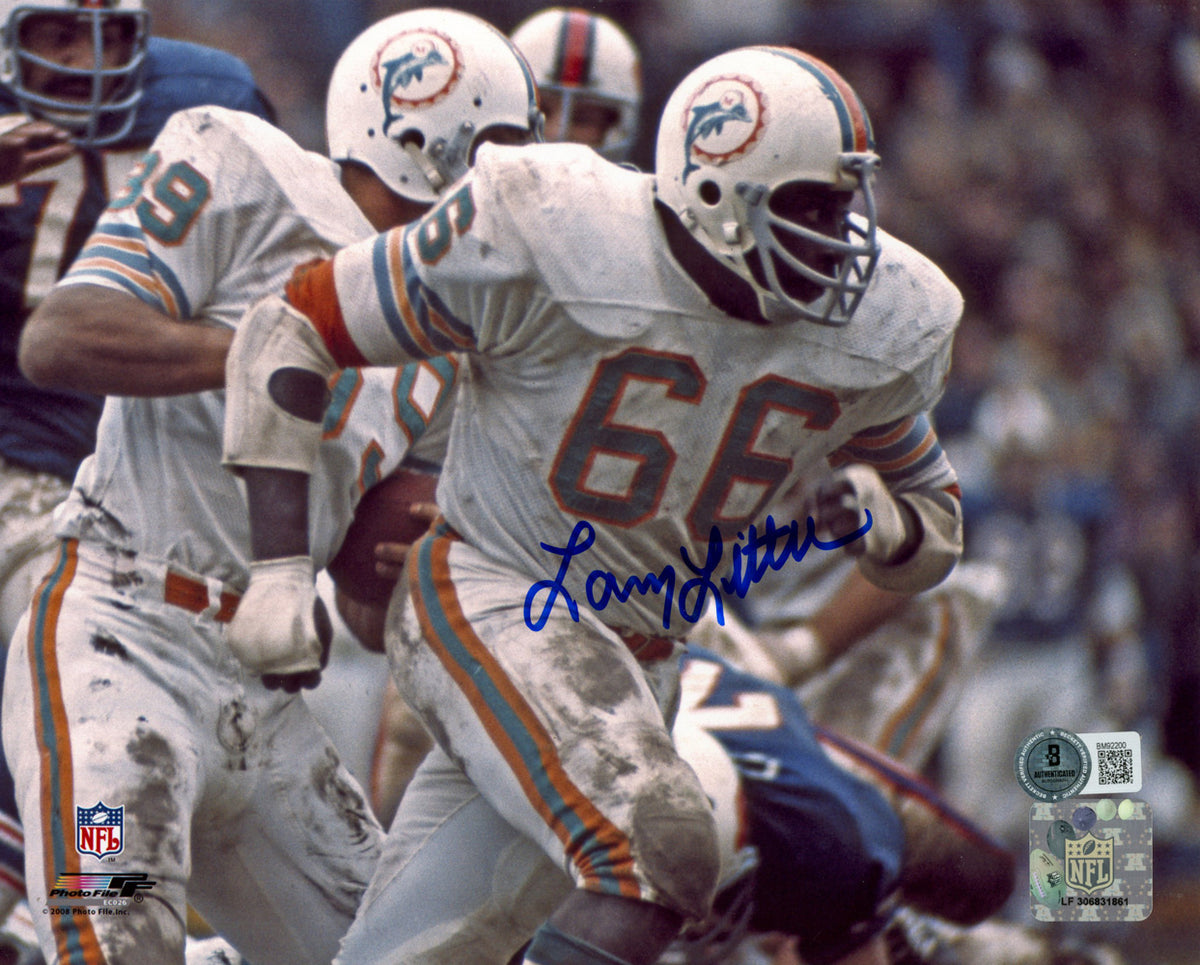 Larry Little Miami Dolphins Signed 8x10 Photo - Beckett Beckett - 47791-Powers Sports Memorabilia
