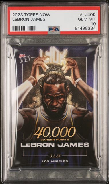 LeBron James 2023 Topps Now 40000 Career Points Card #LJ40K Graded PSA 10-Powers Sports Memorabilia