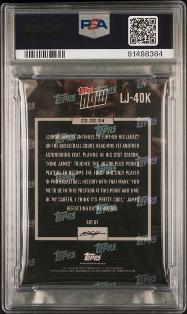 LeBron James 2023 Topps Now 40000 Career Points Card #LJ40K Graded PSA 10-Powers Sports Memorabilia
