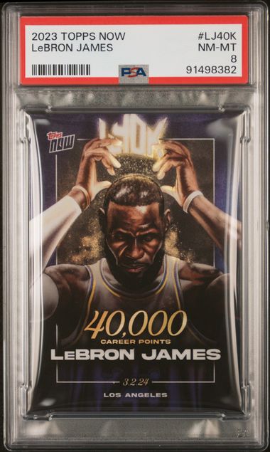 LeBron James 2023 Topps Now 40000 Career Points Card #LJ40K Graded PSA 8-Powers Sports Memorabilia
