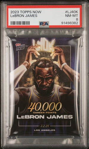 LeBron James 2023 Topps Now 40000 Career Points Card #LJ40K Graded PSA 8-Powers Sports Memorabilia