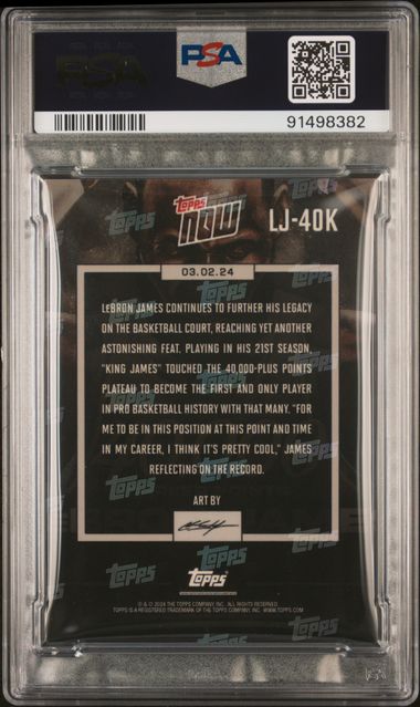 LeBron James 2023 Topps Now 40000 Career Points Card #LJ40K Graded PSA 8-Powers Sports Memorabilia