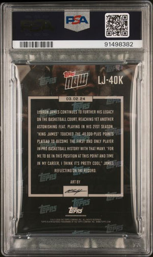 LeBron James 2023 Topps Now 40000 Career Points Card #LJ40K Graded PSA 8-Powers Sports Memorabilia