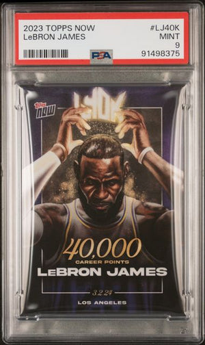 LeBron James 2023 Topps Now 40000 Career Points Card #LJ40K Graded PSA 9-Powers Sports Memorabilia