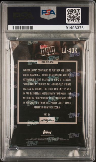 LeBron James 2023 Topps Now 40000 Career Points Card #LJ40K Graded PSA 9-Powers Sports Memorabilia