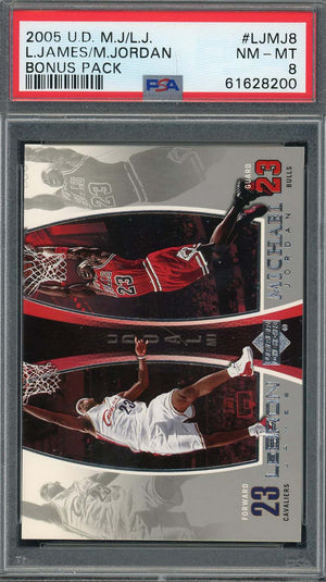 Michael Jordan LeBron James 2005 Upper Deck Bonus Pack Card #LJMJ8 Graded PSA 8-Powers Sports Memorabilia