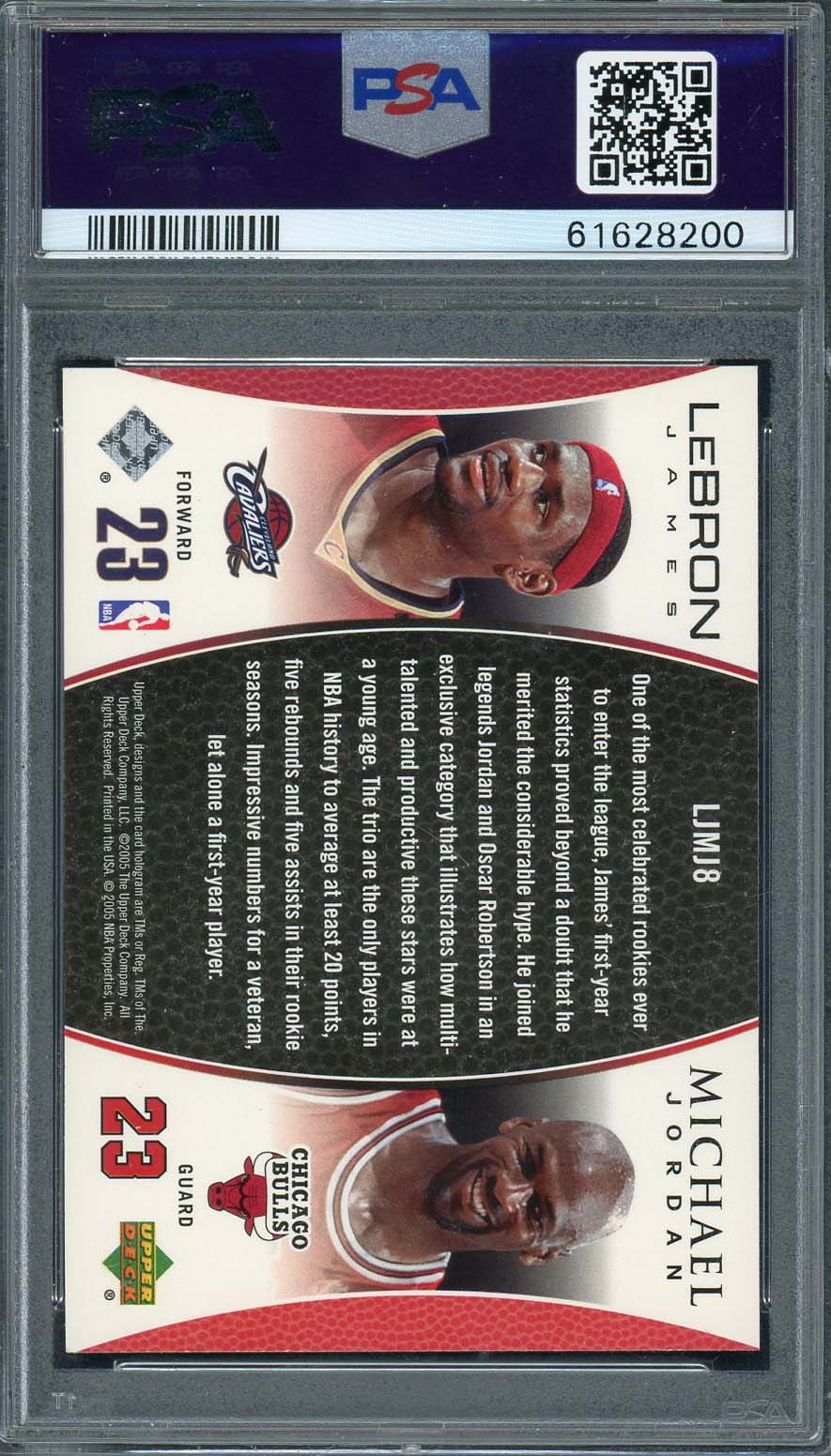 Michael Jordan LeBron James 2005 Upper Deck Bonus Pack Card #LJMJ8 Graded PSA 8-Powers Sports Memorabilia
