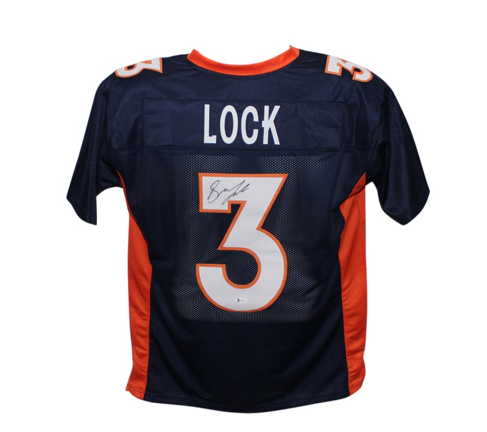 Drew Lock Denver Broncos Signed Jersey - Pro Style Blue XL Beckett Beckett-Powers Sports Memorabilia