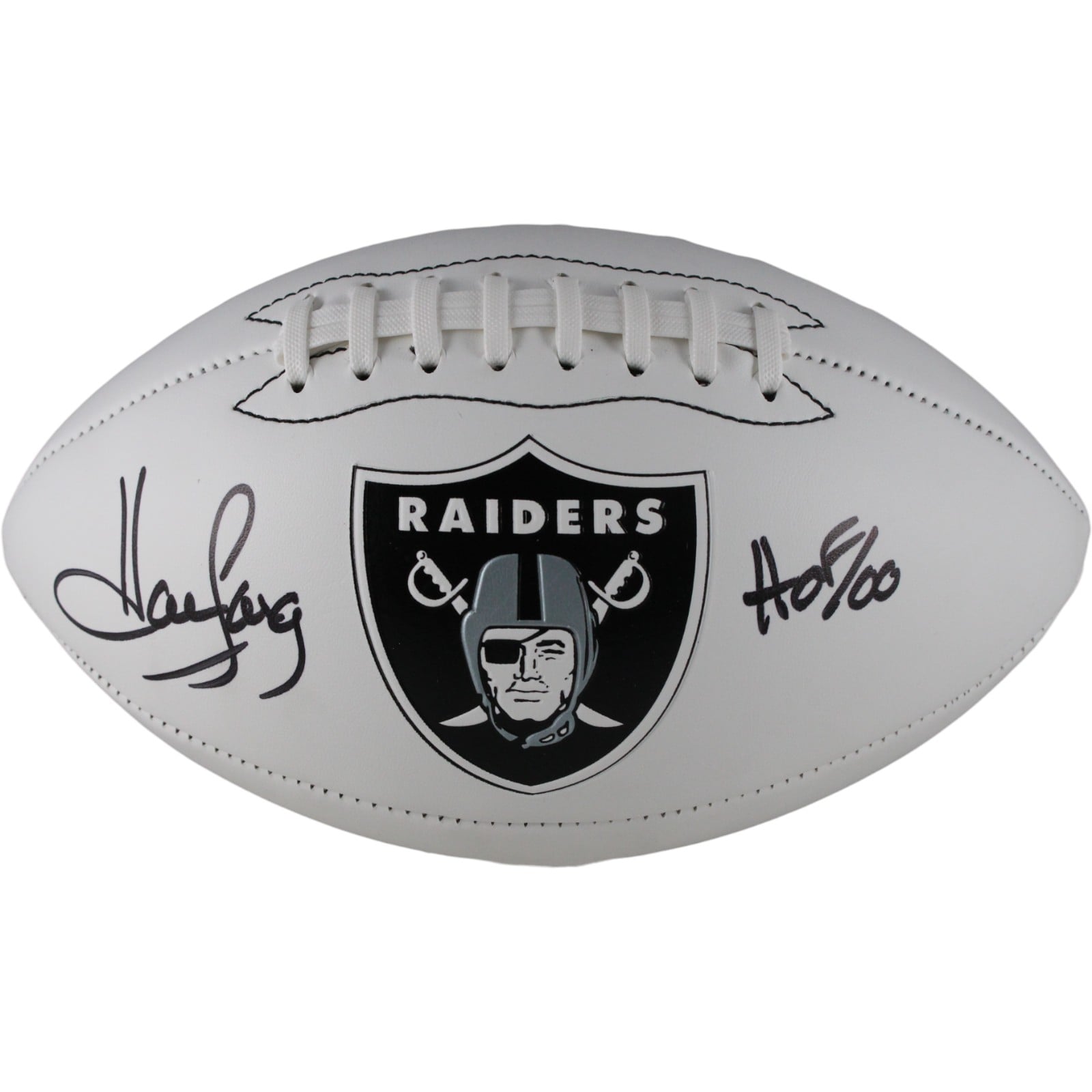 Howie Long Signed Oakland Raiders Logo Football HOF – Beckett Witness Authenticated-Powers Sports Memorabilia