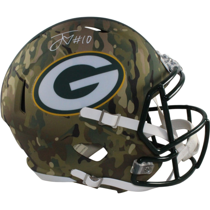 Jordan Love Signed Green Bay Packers Full-Size Camo Helmet – Beckett Witness Authenticated-Powers Sports Memorabilia