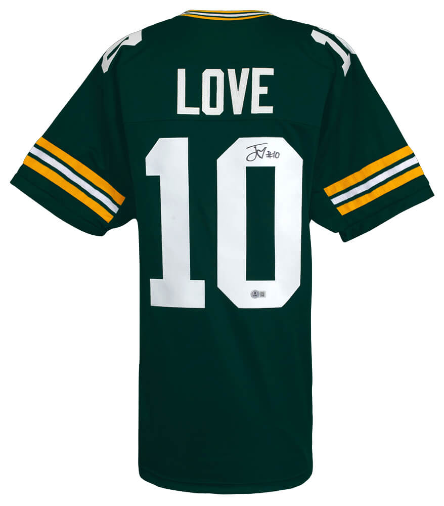 Jordan Love Autographed Green Custom Football Jersey Beckett-Powers Sports Memorabilia