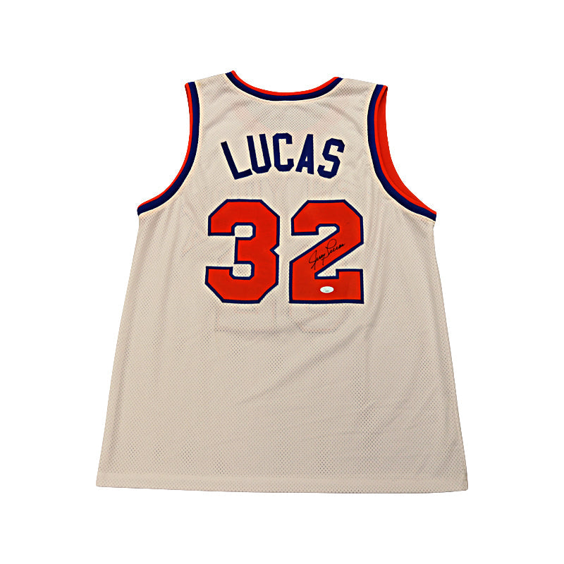 Jerry Lucas New York Knicks Signed Custom White Jersey (JSA Auth)-Powers Sports Memorabilia